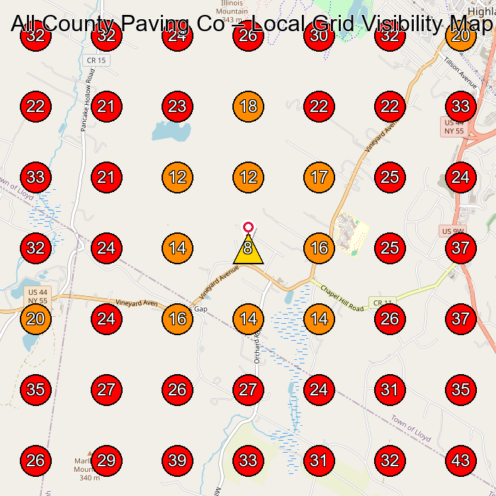 All County Paving Co GeoGrid visibility map for Concrete Contractor in Highland